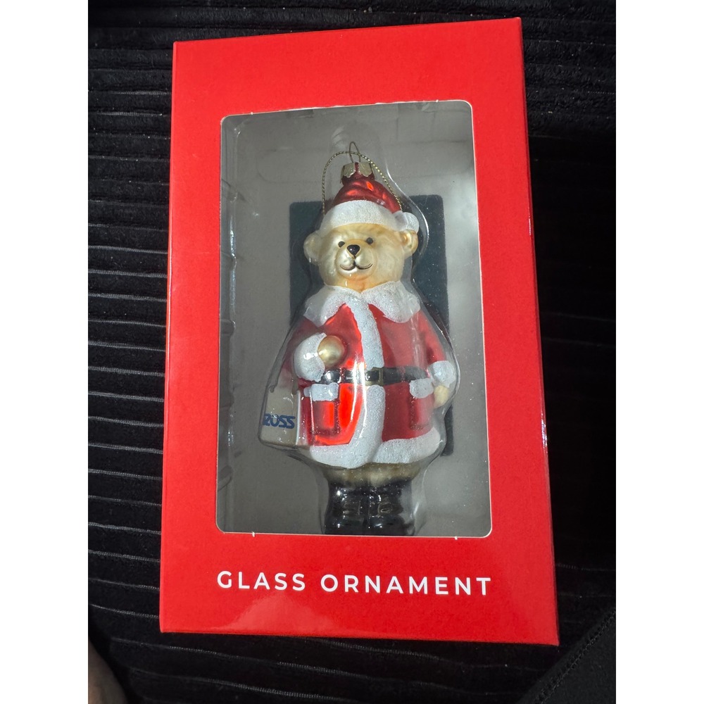 Glass Christmas Ornament‎ Santa Claus Carrying Gift Bag Ross Exclusive Nib